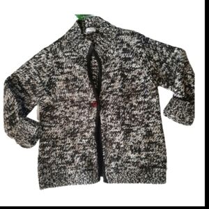 LISA PAOLIERI Designer deep brown marled cardigan Wool blend. Chunky Sz M